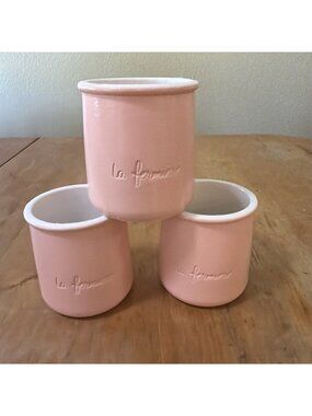 3 La Fermiere Soft Summer Limited Edition Glazed TerraCotta Pots Pink